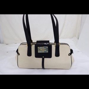 Ralph Lauren Ivory/Black Flap Closure Bag